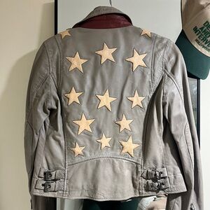 Mauritius Gray Star Leather Jacket sz 6